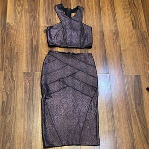 Express purple and black Skirt Set